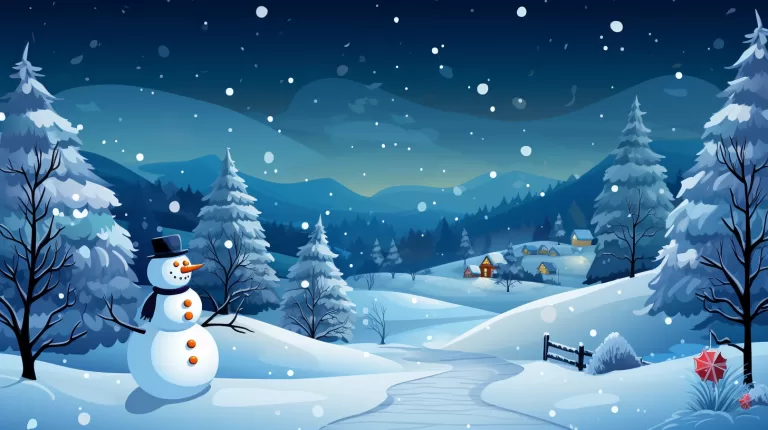 Winter Background, Snowman, Snow, Trail in the woods